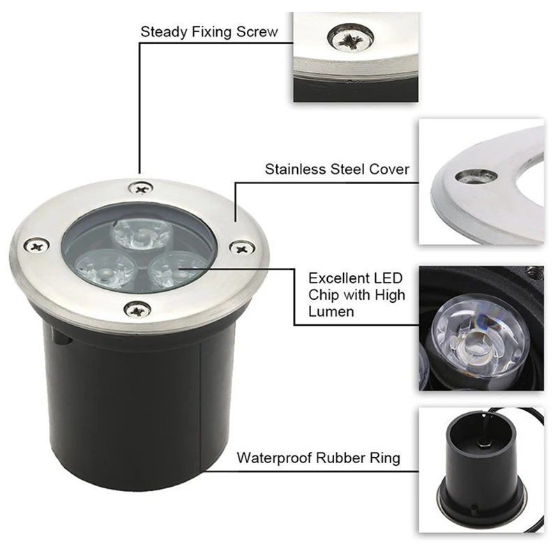 

4Pcs Landscape Lights 3W LED Outdoor Pathway Lights 12V Low Voltage Water-Resistant Spotlights for Step Deck Yard Garden