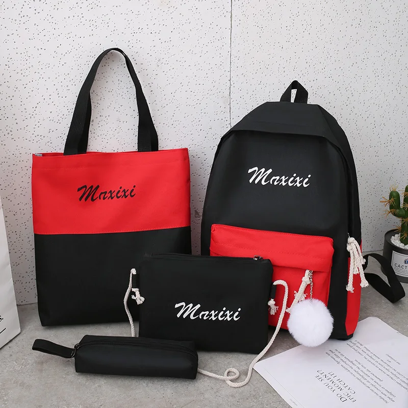 HEFLASHOR 4Pcs/set Women School Backpacks Schoolbag For Teenagers Girls Student Book Bag Boys Satchel Bolsas Mochilas Sac A Dos | Багаж и