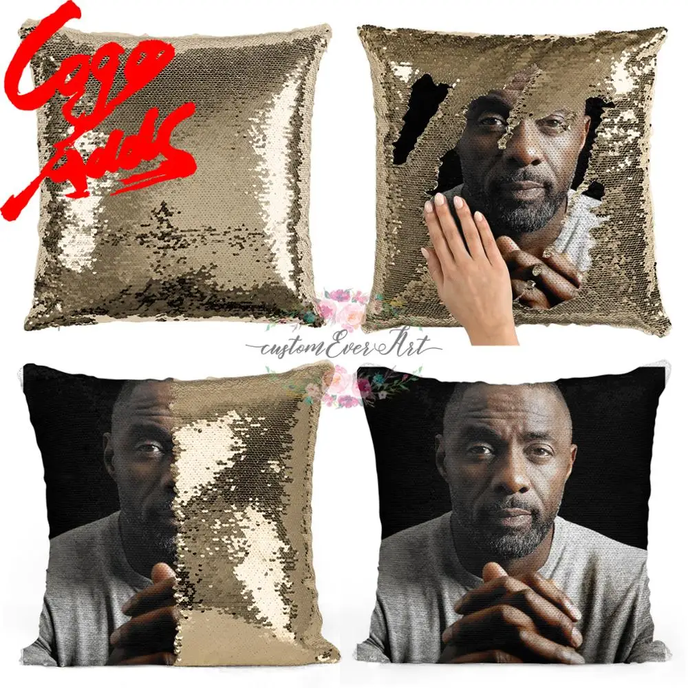 Подушка с блестками Idris Elba | Наволочка Двухцветная подушка Подарок для нее Него
