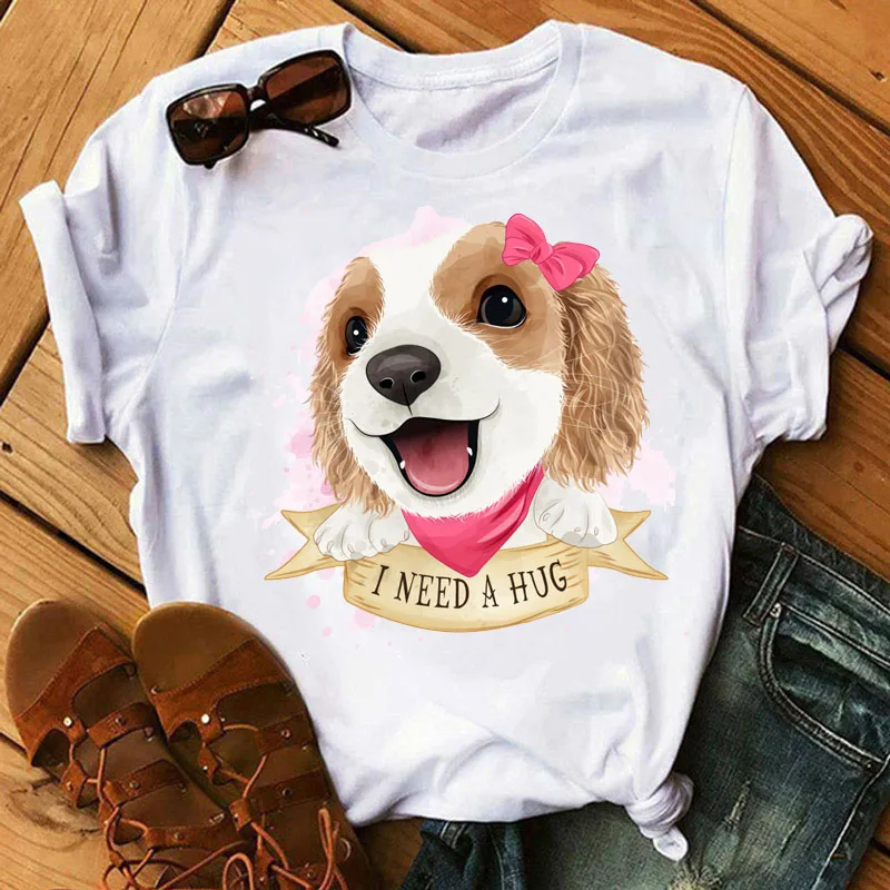 

Super Cute Kawaii Cartoon Dog Print T Shirt New Women T Shirt Casual Short Sleeve Tops Tee Female Summer Tshirt Harajuku T-shirt