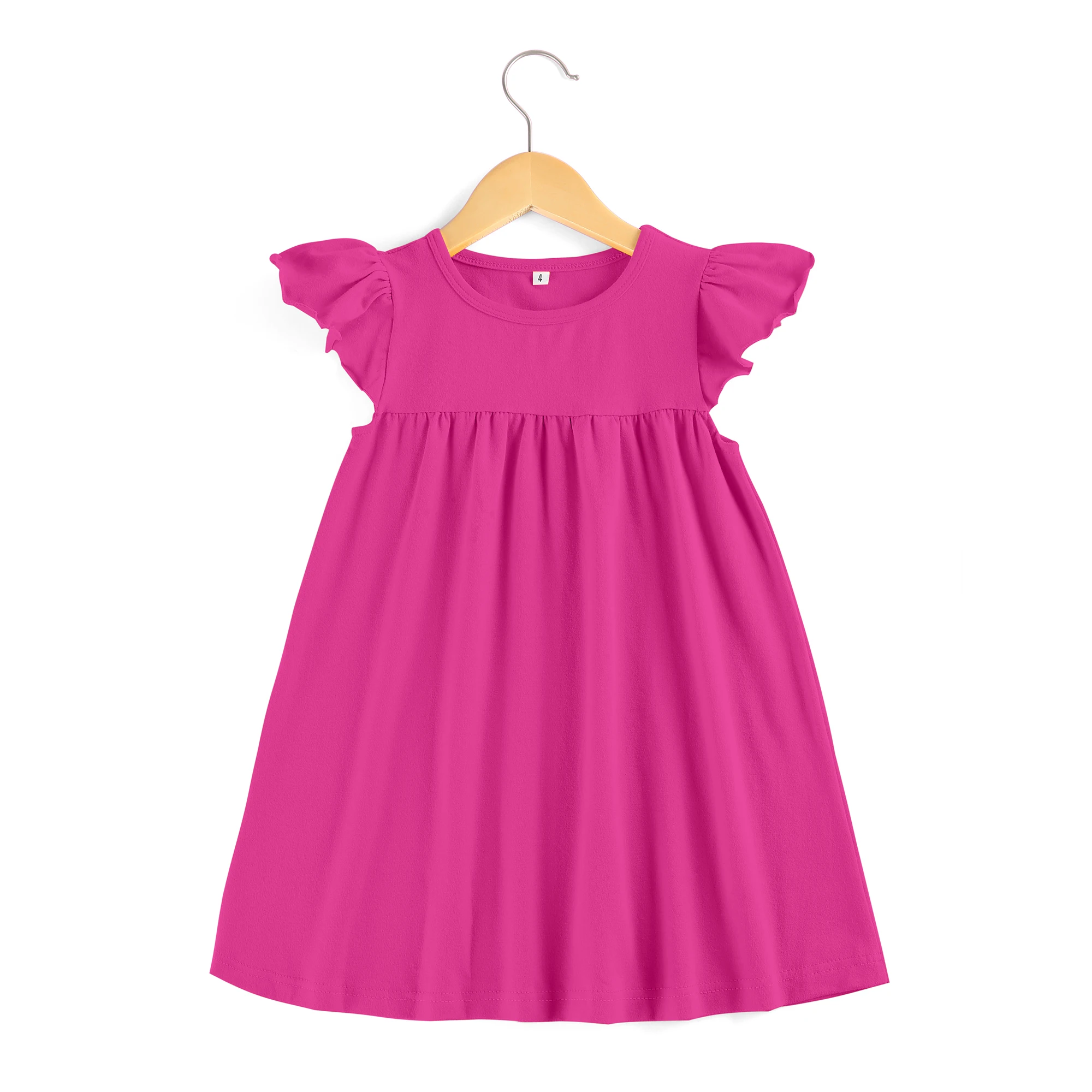 Kids Dresses for Girls Ruffle Sleeve Dress Baby Clothing Pearl Boutique dress plain color 2 years | Детская одежда и обувь