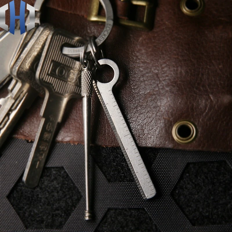 Миниатюрная титановая маленькая линейка брелок портативная EDC измерительный