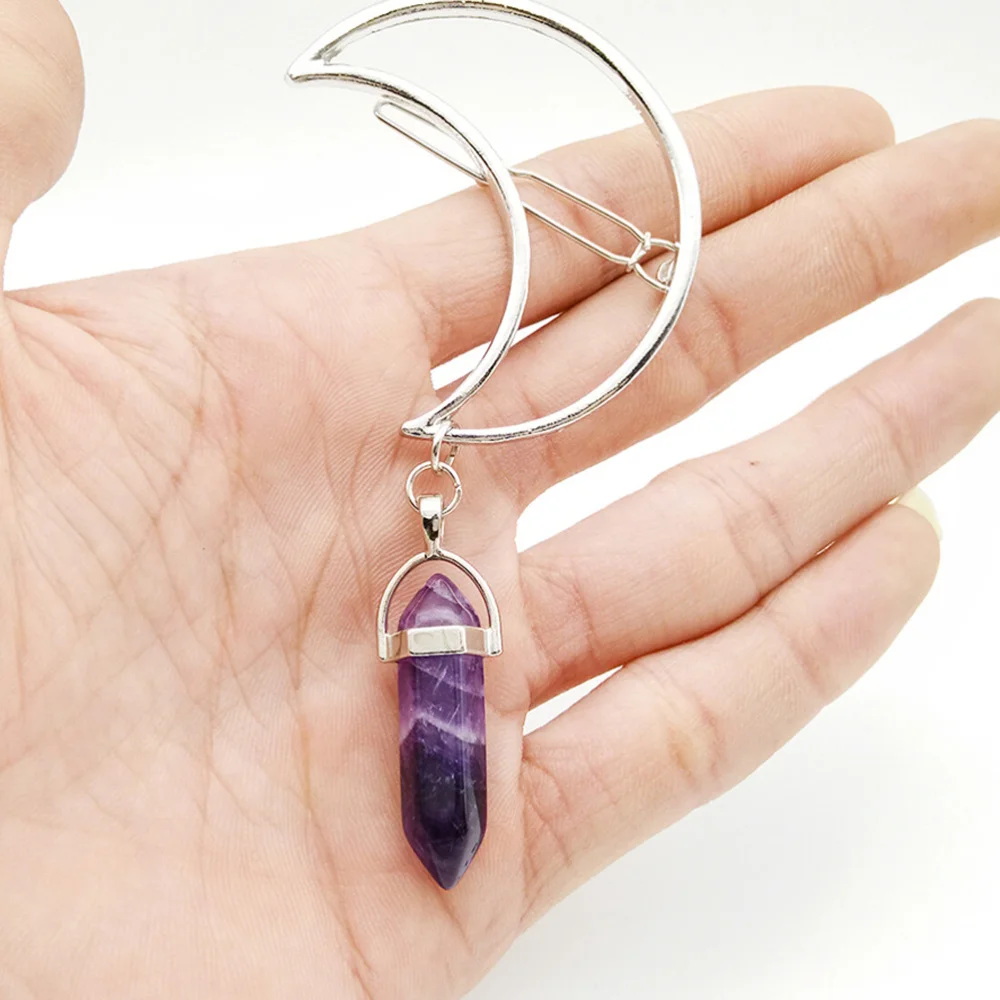 

Hair Clip Moon Design Hair Barrettes Hexagon Pendant Hair Hair Accessories for Hair Styling (Purple)