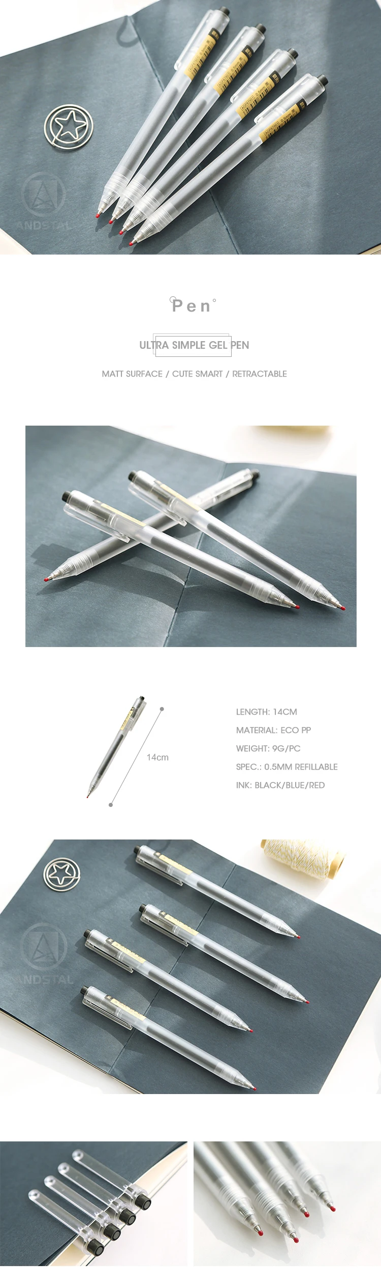 M& G Ультра простая Muji стильная Выдвижная гелевая ручка 0,5 мм гелевые ручки-роллеры черный синий красный офисные школьные принадлежности гелевая ручка