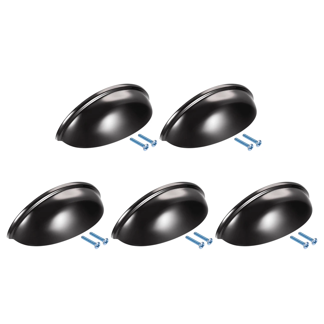 

Uxcell Cup Drawer Handle Pull, 5 Pack Bright Black , 3" Hole Centers, with M4x25 Screws for Dresser Kitchen Cabinet
