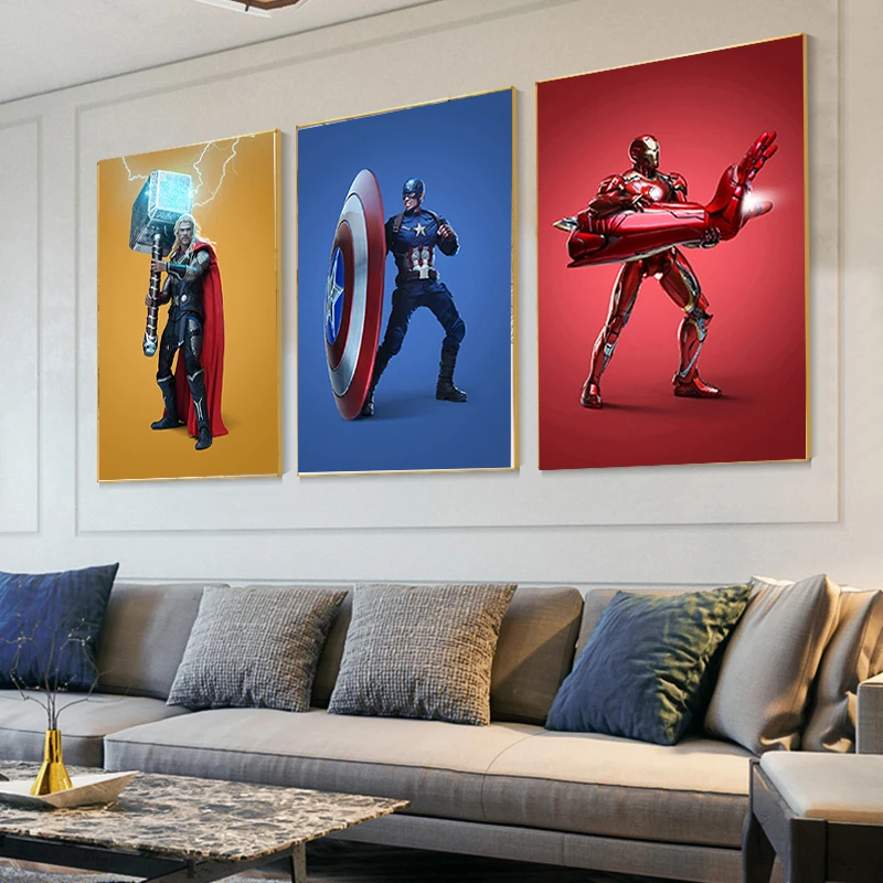 

Captain America Funny Marvel Avengers Big Weapon Hulk Poster Print Superhero Canvas Painting Wall Art Picture for Living Room