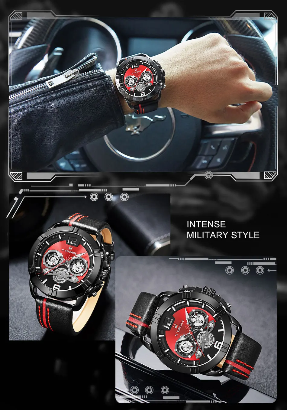 NAVIFORCE 9168 мужские наручные часы спортивные военные водонепроницаемые армейские