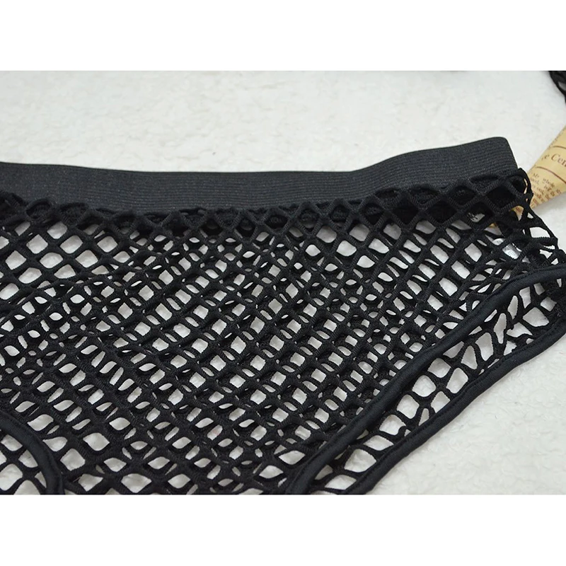 Ажурный эластичный комплект из двух предметов сетчатый топ с длинным рукавом и