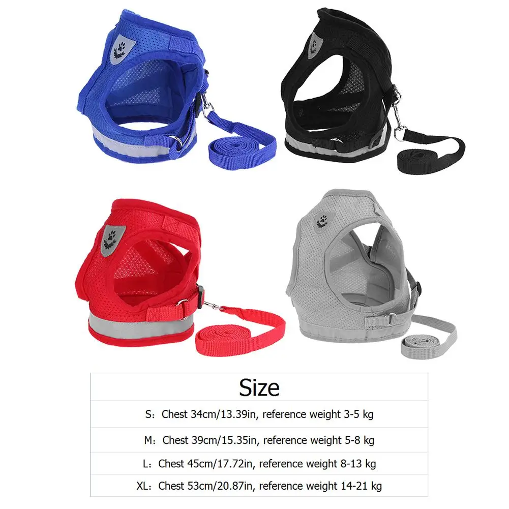 

Cat Dog Adjustable Harness Vest Walking Lead Leash For Puppy Dogs Collar Polyester Mesh Harness For Small Medium Dog Cat Pet