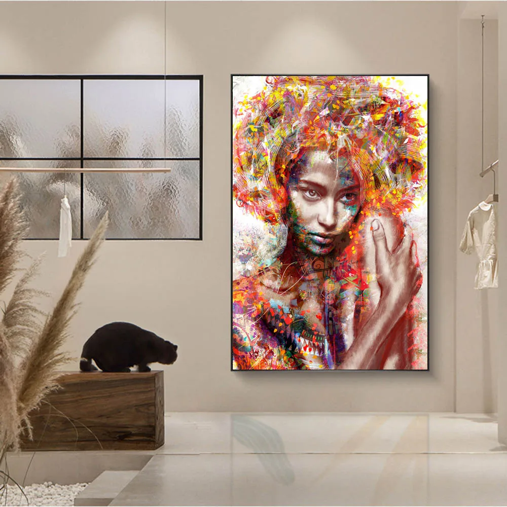 Абстрактная Сексуальная Африканская женщина Искусство Холст фотообои граффити