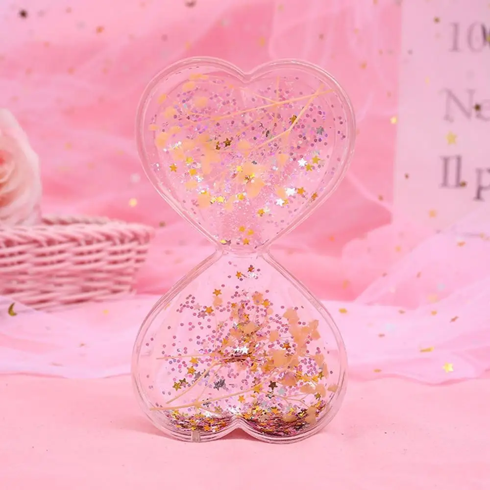 Прозрачные Акриловые песочные часы вверх и вниз любовь форма цветок жидкий