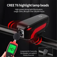 mountain bike front light usb rechargeable cycling lamp with horn ultralight highlight light for bicycle bike accessories