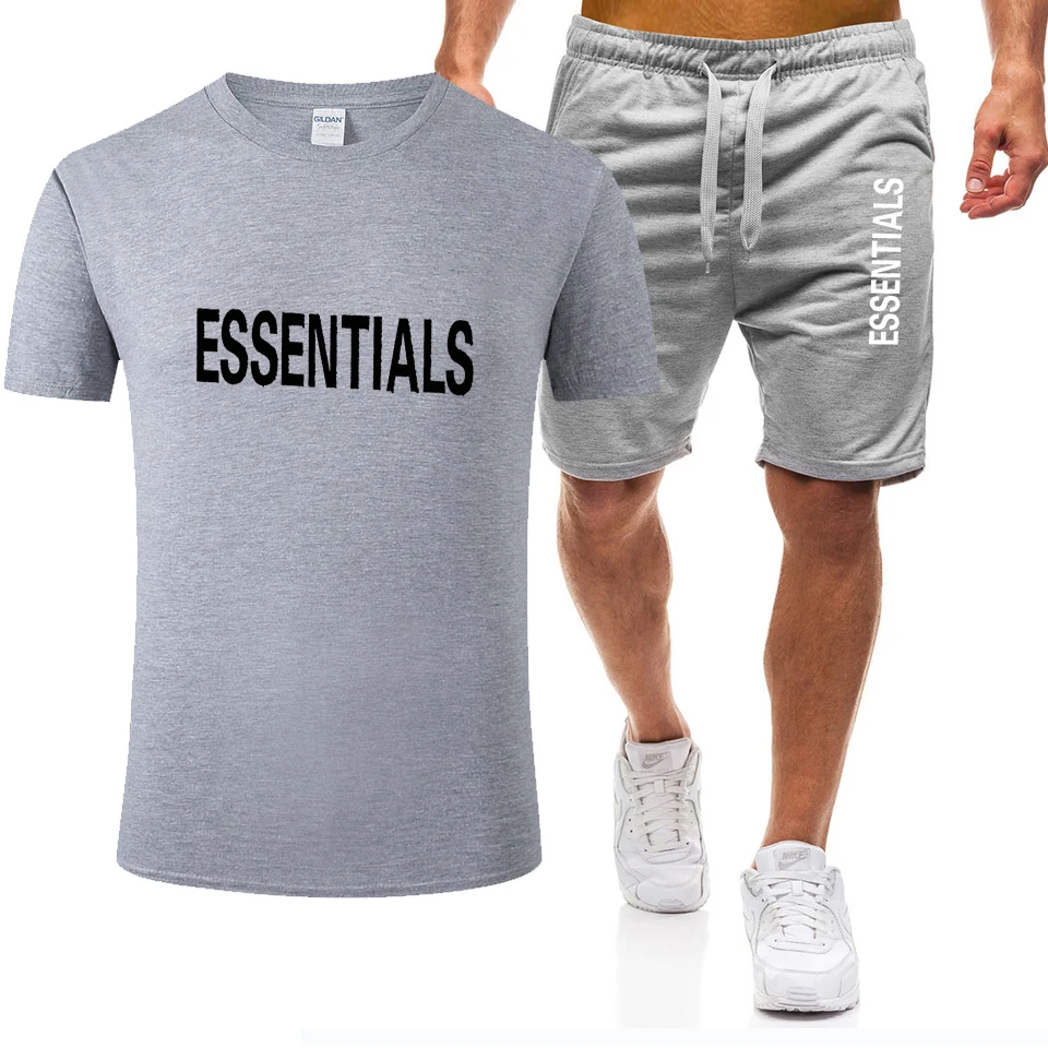 

2021 Men's Summer Hip Hop Sweatshirt Fashion Solid Cotton T-Shirt + Shorts Casual Running Suit Large Men's Wear