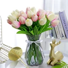 Тюльпаны Искусственные цветы розовый бело-золотые полиуретан с эффектом реального прикосновения светодиодные фонари для дома и сада украшения поддельные латекс свадебный букет Применение