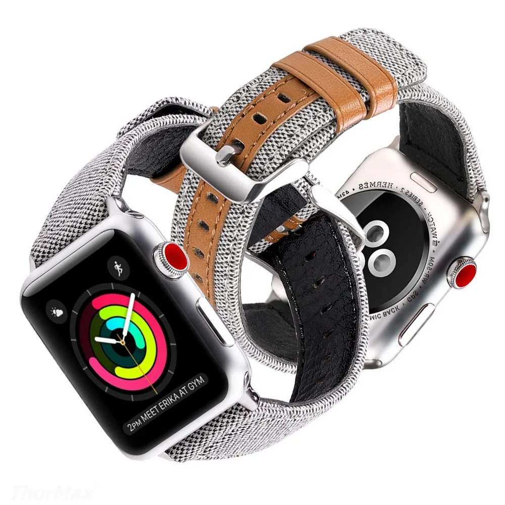 Для Apple Watch 5 ремешок 40 мм 44 мм спортивный хороший кожаный тканевый браслет для мужчин/девочек для iwatch серии 4 3 38 мм 42 мм