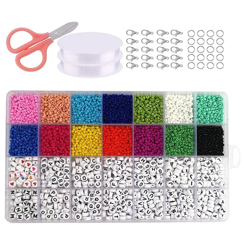 

Mini Glass Beads, Glass Beads Set, A-Z English Letter Beads For DIY For Handmade Craft Necklace Bracelet Accessories