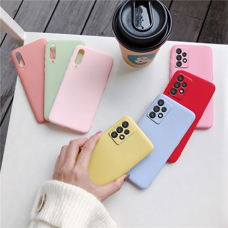 candy color silicone phone case for samsung galaxy a32 a52 a72 4g 5g a40 a41 a50 a30s a20 a70 a7 2018 a40 a52s soft tpu cover free global shipping