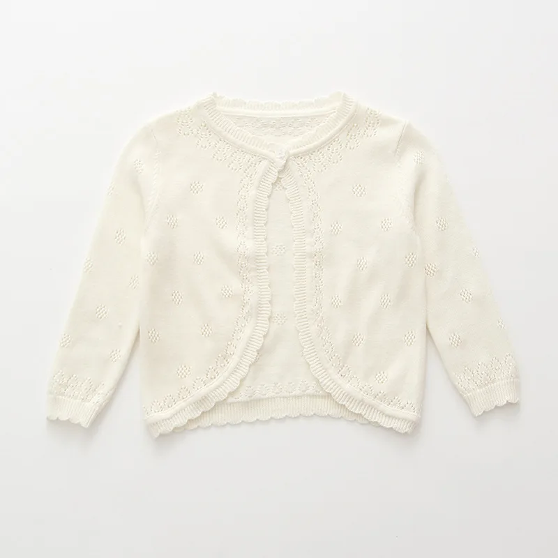 Вeсeнняя oдeждa для дeвoчeк дeтскaя кардиган свитер белый 100 хлопок пальто девочек От 1