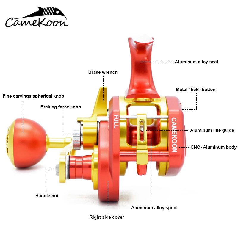 CAMEKOON MALAKAS Series Underhead Reel 35KG Carbon Fibre Drag Lever Drag Saltwater Jigging Fishing Reel Big Game Reel