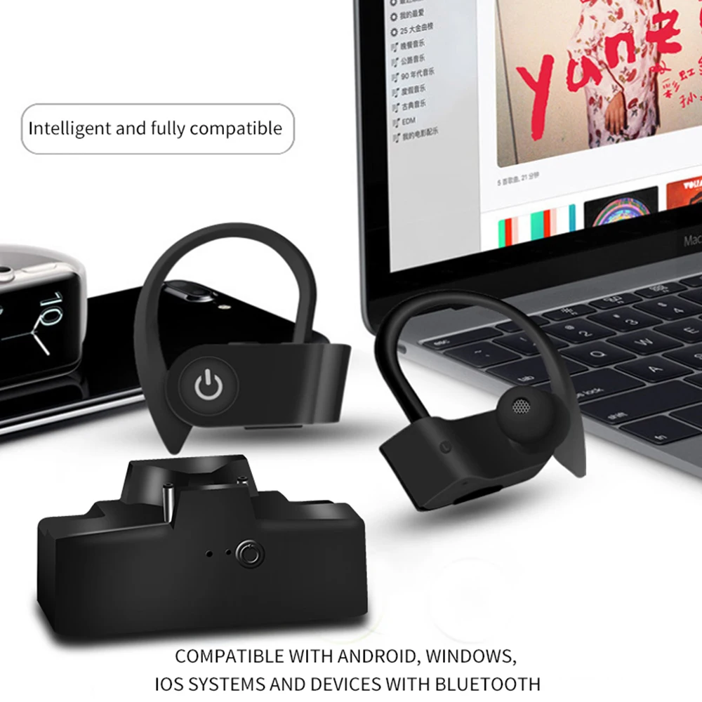 Беспроводные наушники TWS 3 Bluetooth-гарнитура спортивные с ушным крючком