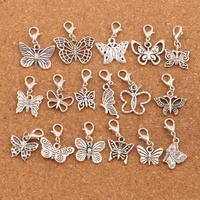 butterfly charm bead 17styles 170pcs zinc alloy floating lobster claw clasp cuentas de encanto cm57