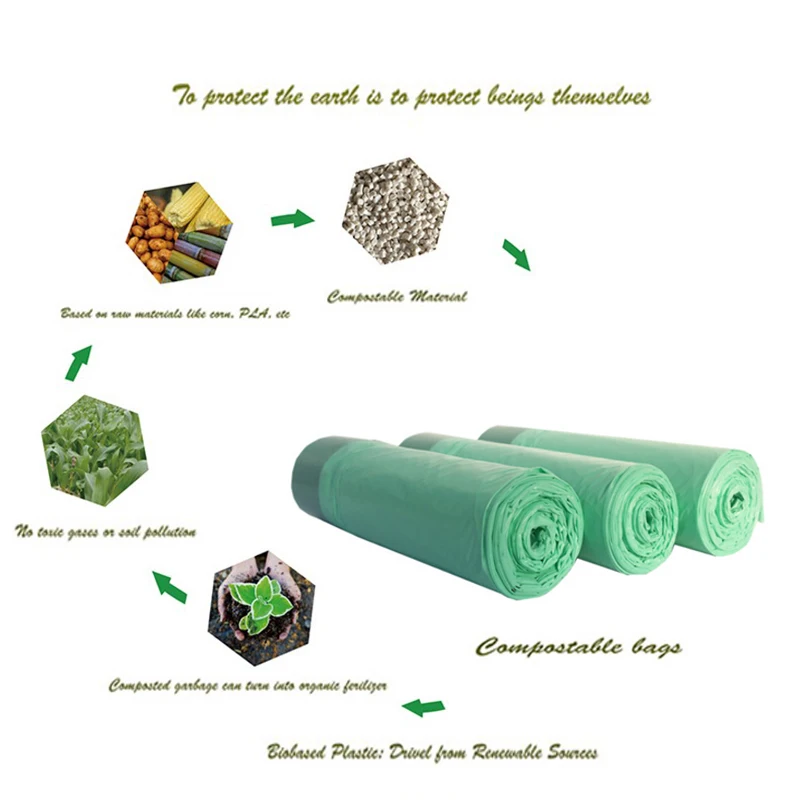 Portable Environmentally Garbage Bags For Home Kitchen Biodegradable bag PBAT+PLA+starch 10L 20L | Дом и сад