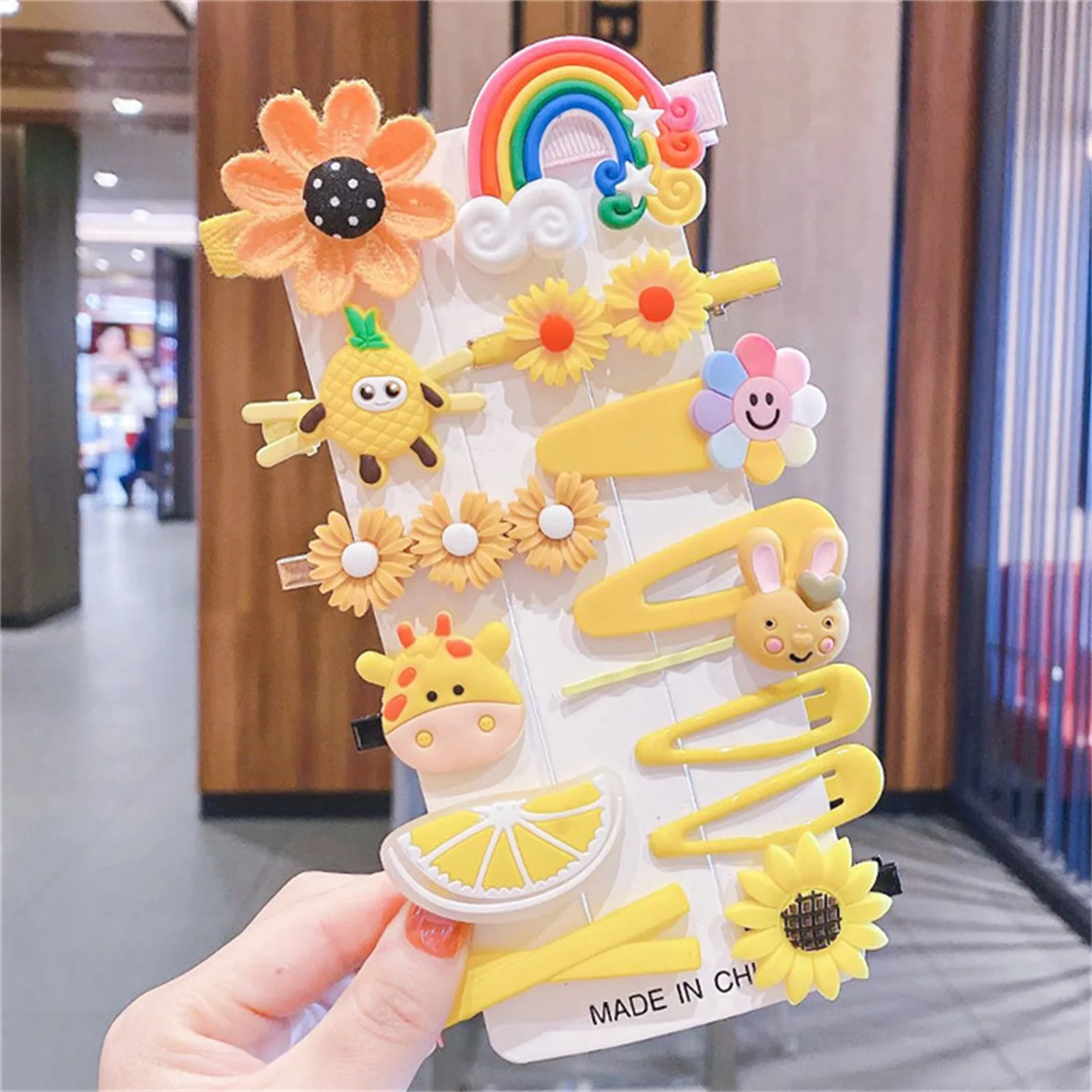 

Children Girl Color Hairpin Set Cartoon With Hair Accessories Headband Children Sweet Hair Accessories Bb Clip Hairpin Fashion