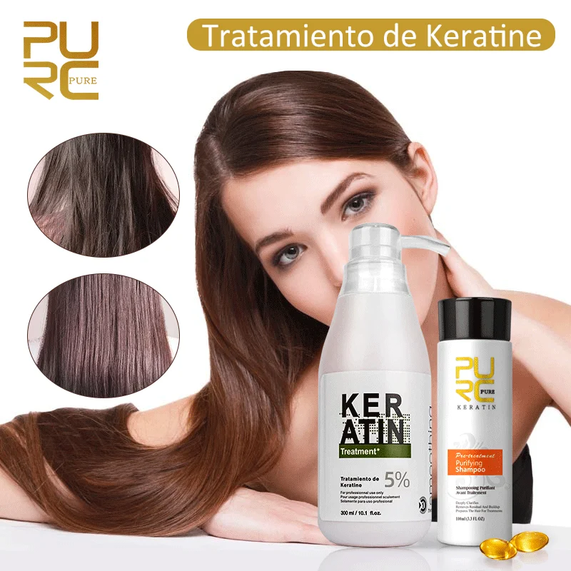 

Purc 5% Keratin Hair Treatmentand Straightening 100Ml Purifying Shampoo Care Hair Keratin for Deep Curly Wholesale Salon Sets