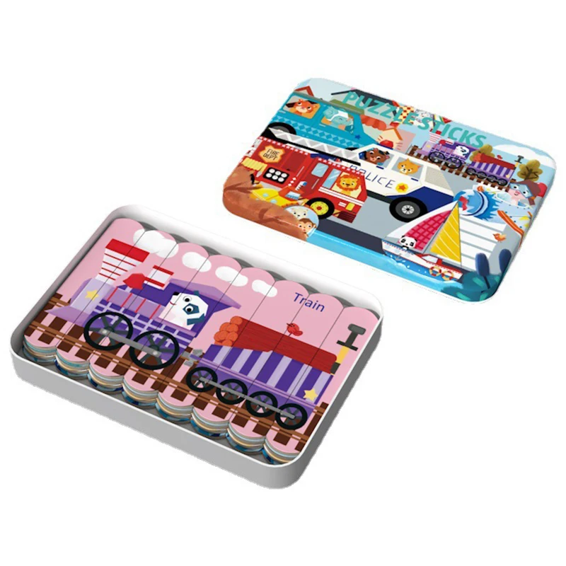 

Fun Wooden Puzzle Toys Baby Toy Infant Early Educational Puzzle Cognitive Animal Insect Jigsaw Puzzle With Metal Box