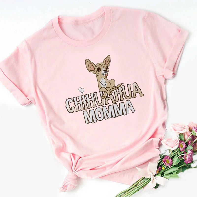 

Chihuahua Momma Print Women T Shirt Summer New Fashion TShirt Funny Dog Design Lovely Girl T-shirt Tee Shirt Femme
