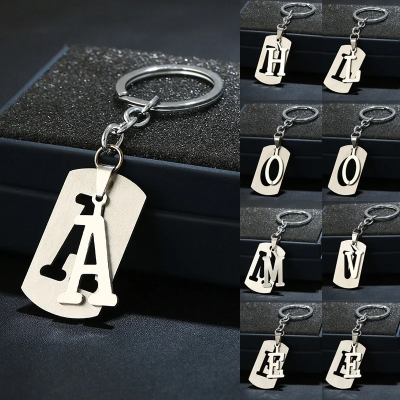 

26 Letter Stainless Steel Keychain Personality DIY Name Keychain Statement Jewelry for Men Women Key Holder Party Gift Jewelry