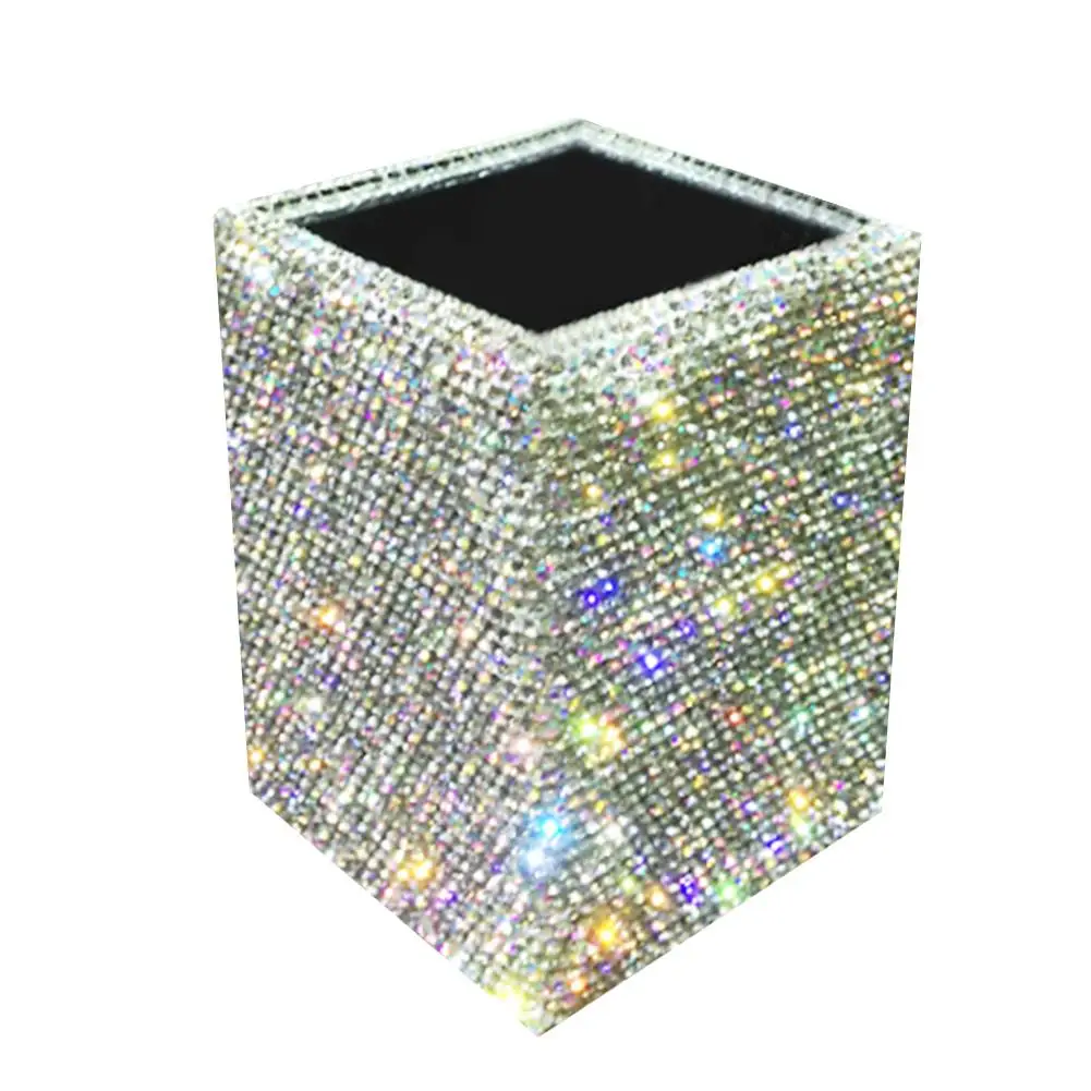 

Pen Holder Bling Bling Spark Crystal Makeup Brush Eyebrow Pencil Organizer Stand Cup Box For Office Use