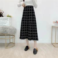 2021 new autumn winter tweed skirt women sexy plaid skirts ladies fashion korean high breasted skirt spring skirt long