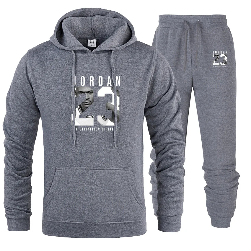 

New Men Hoodies Suit Jordan 23 Tracksuit Sweatshirt Suit Fleece Hoodie+Sweat pants Jogging Homme Pullover 3XL Sporting Suit Male