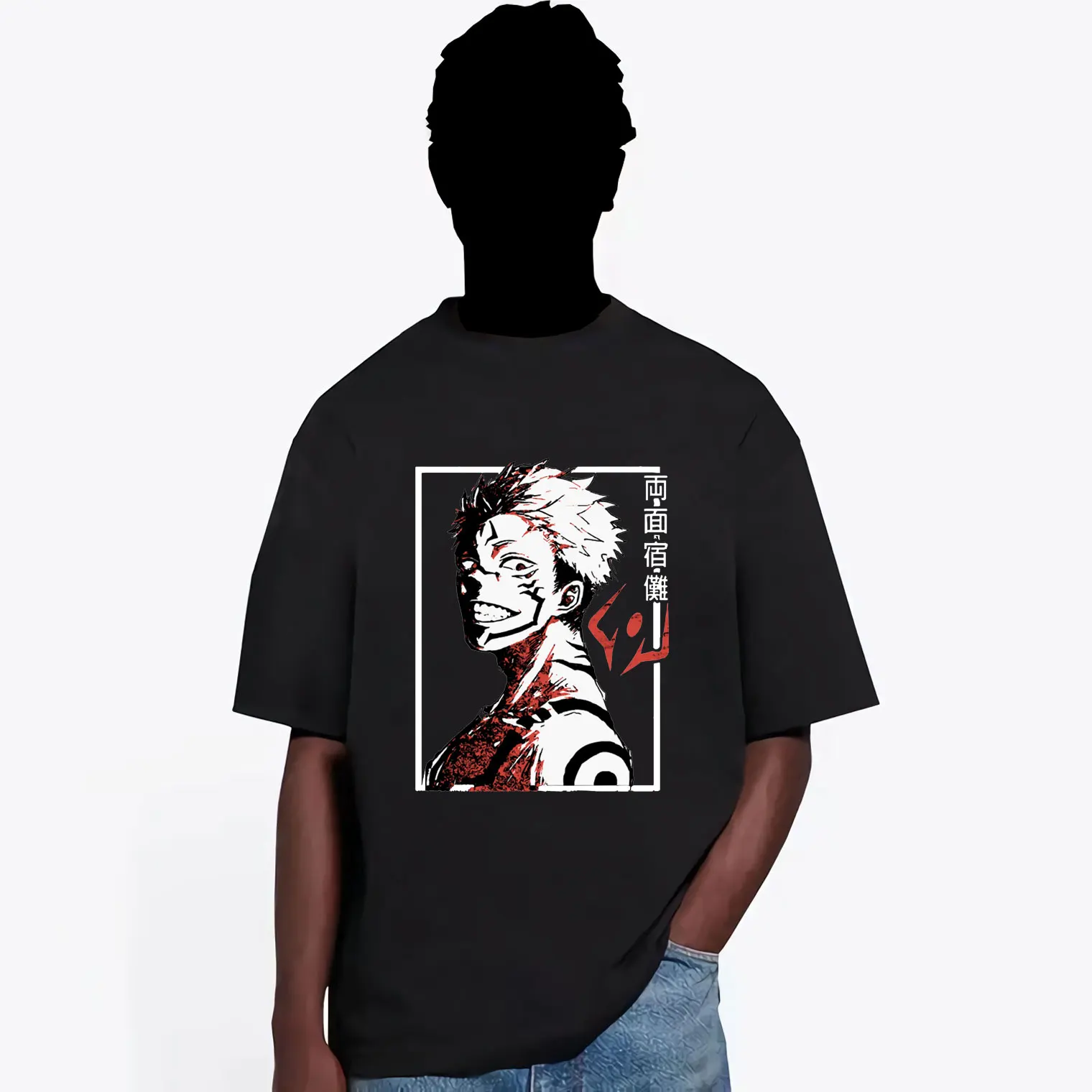 

Harajuku Anime Jujutsu T-shirt Kaisen Itadori Yuji and Ryomen Sukuna Pattern Short Sleeve Tee Men Women Unisex Oversized Tshirt