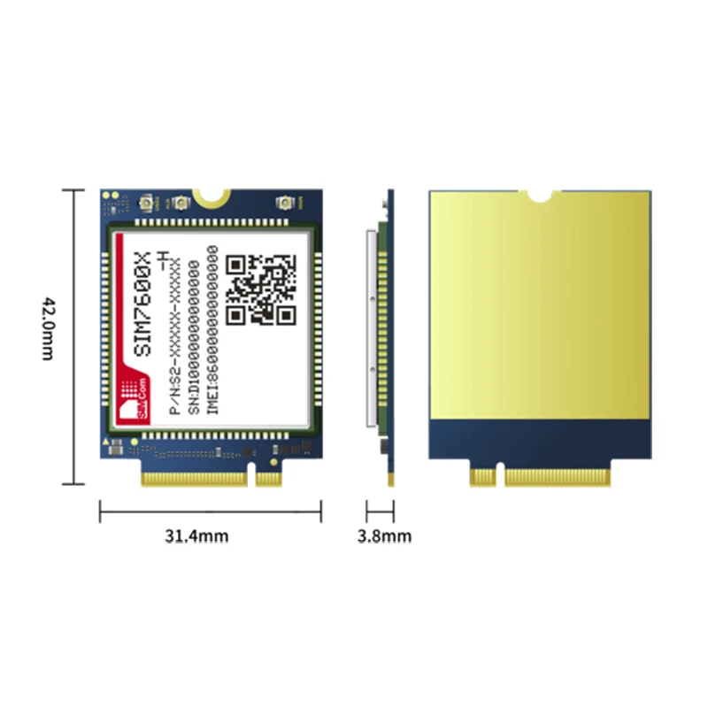 Модуль LTE Cat 4 SIMCom SIM7600E-H-M2 SIM7600A-H-M2 SIM7600SA-H-M2 SIM7600V-H-M2 SIM7600NA-H-M2 SIM7600G-H-M2 с интерфейсом M.2.