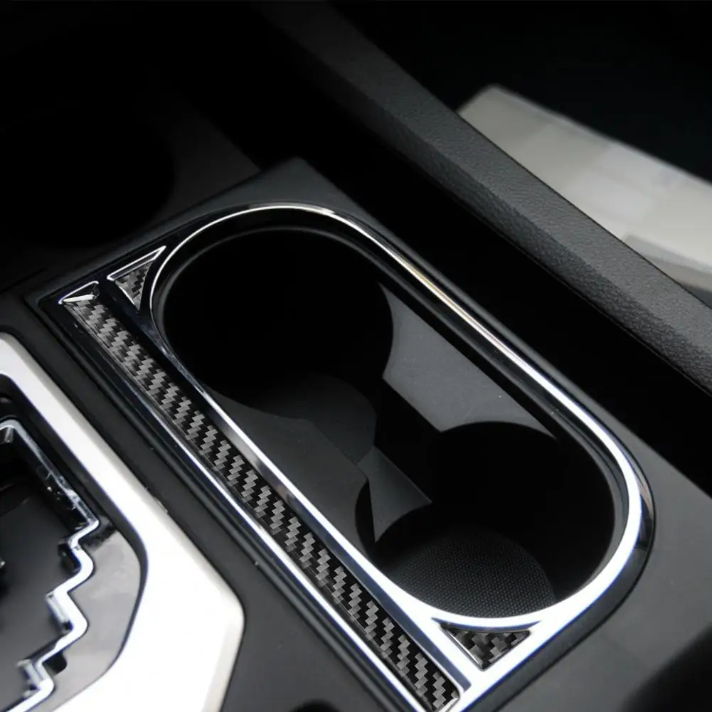 

Carbon Fiber 3Pcs Simple Central Control Cup Holder Decorative Sticker Waterproof Side Trim Cover Durable