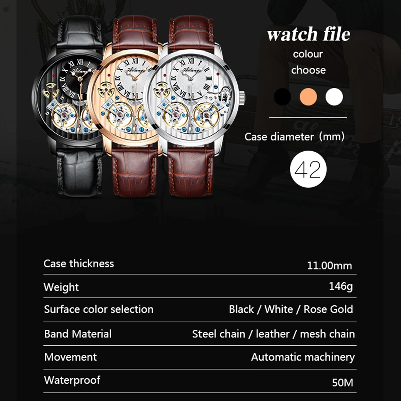 

AILANG High Quality Double Tourbillon Mechanical Watch Men Top Brand Luxury Hollow Automatic Wristwatch Men Clock Waterproof