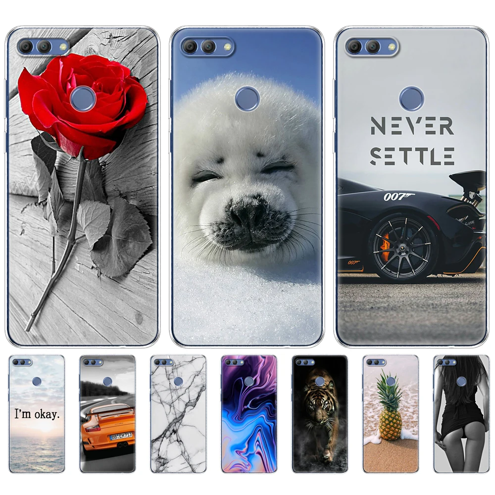 Чехлы для huawei P smart 2018 Enjoy 7S чехлы на заднюю панель из мягкого ТПУ силикона чехол 360