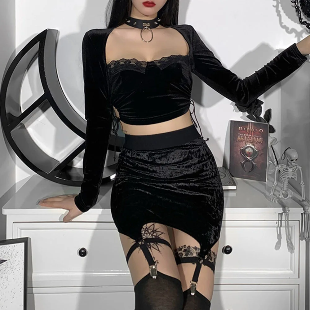 

Solid Long Sleeve Lace Lacin Womens Tshirt Casual Black Fashion Crop Top T Shirt Ladies Fashion Korean Tee Shirt Autumn New 2021