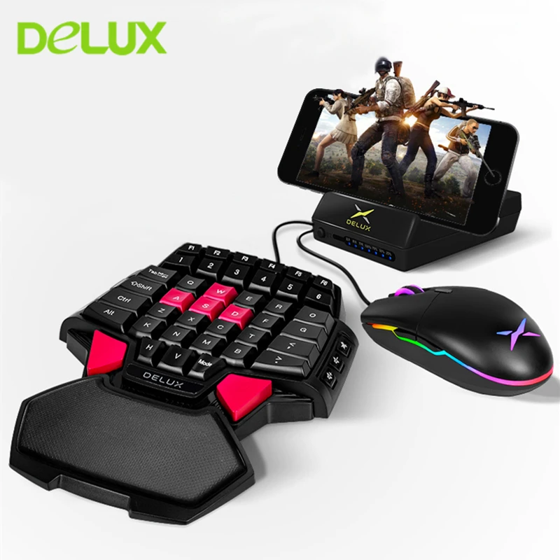 Delux Клавиатура Мышь комбо USB эргономичная игровая клавиатура и 4000DPI RGB с