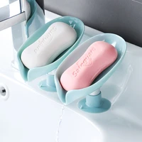 leaf shape soap holder with suction cup bathroom accessories soap box bathroom shower drain soap dish plastic sponge tray