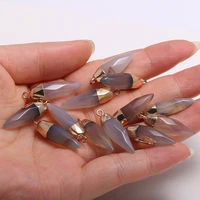 natural stone pendant grey agate faceted exquisite crystal charms for jewelry making diy bracelet necklace earring accessories