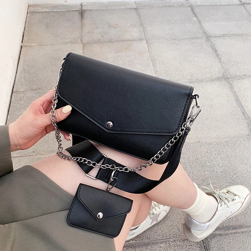 

Crossbody Shoulder Bag With Mini Pocket Famous Brand Bag Luxury Handbag PU Leather Tote Bag Fashion Baguette Bag For Women 2021