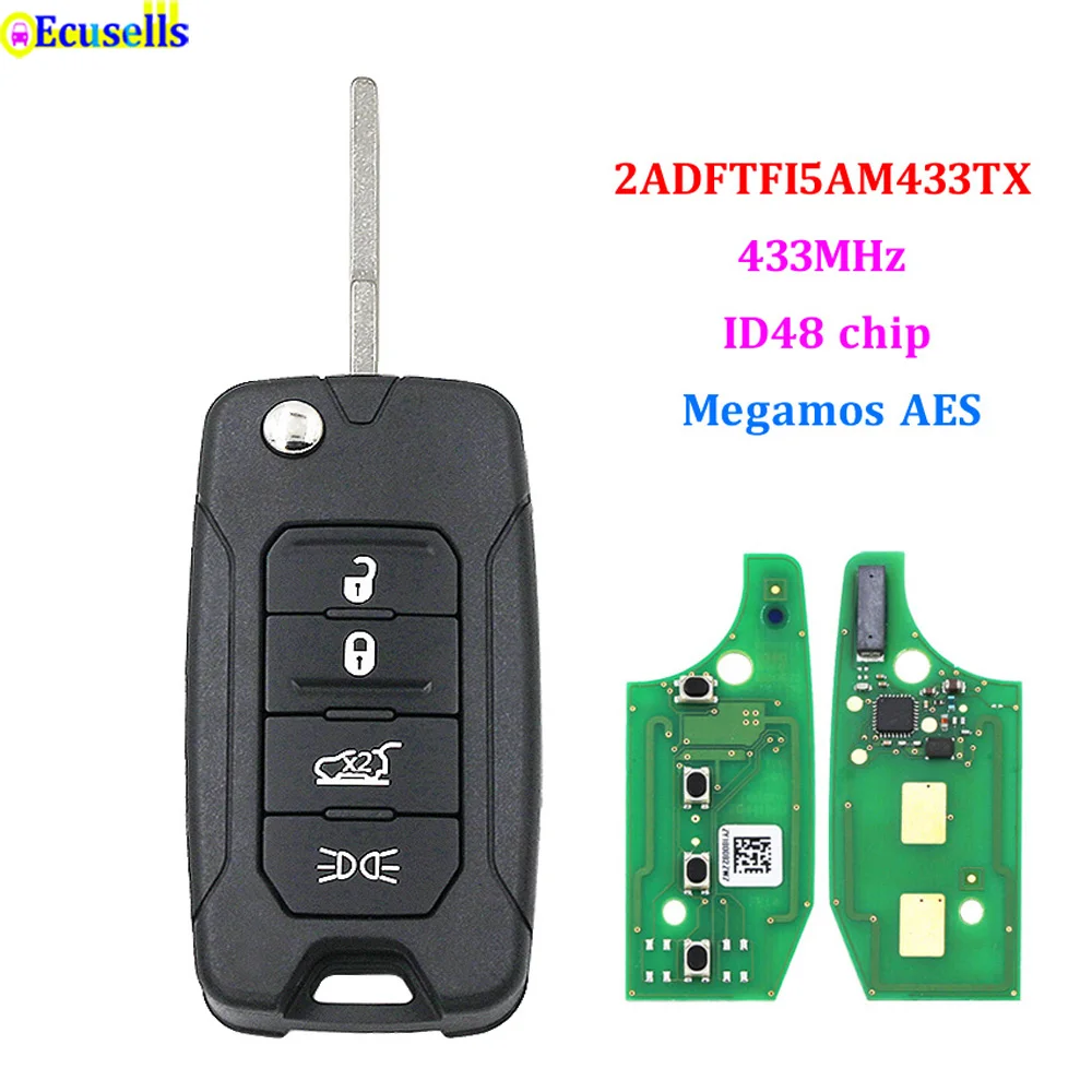 4 buttpns складной дистанционный ключ брелок 433 МГц ID48 Megamos AES чип для Fiat 500X jeeprenegade 2016