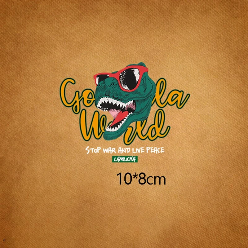 

Fashion lovely Letter Glasses Dinosaur Iron on Patches Heat Transfer for Stripe on Clothes T-shirt DIY Clothing Accessories