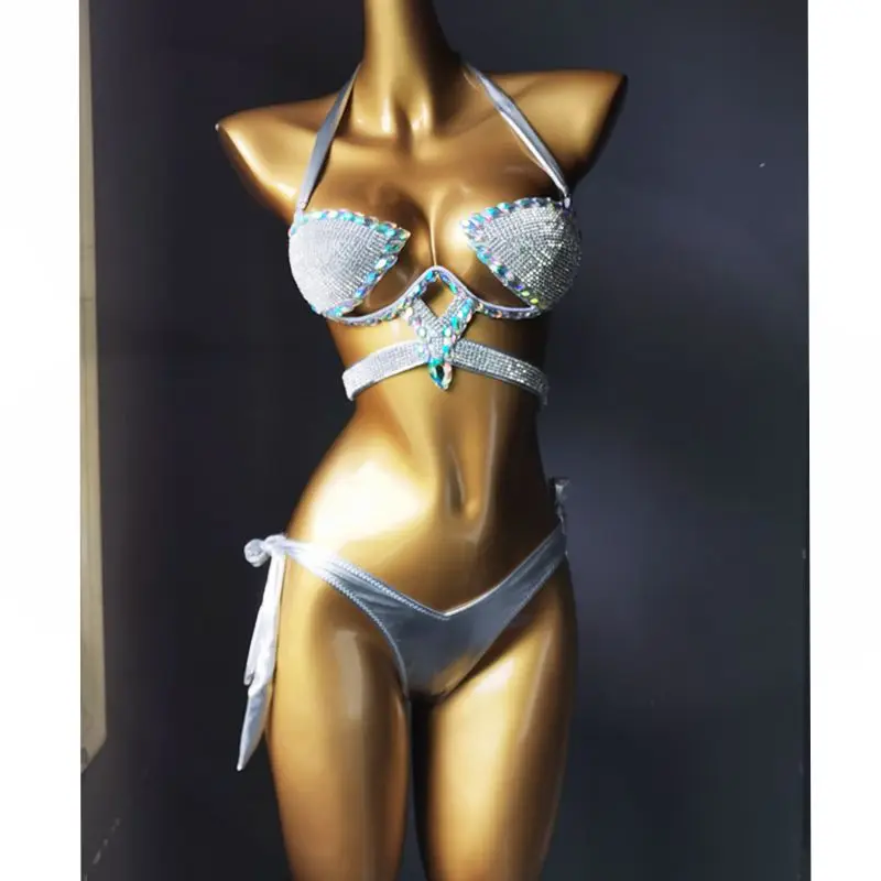 

2020 vacation rhinestone bikini set new style daimond swimwear daimond bling stones swimsuit hot selling beachwear