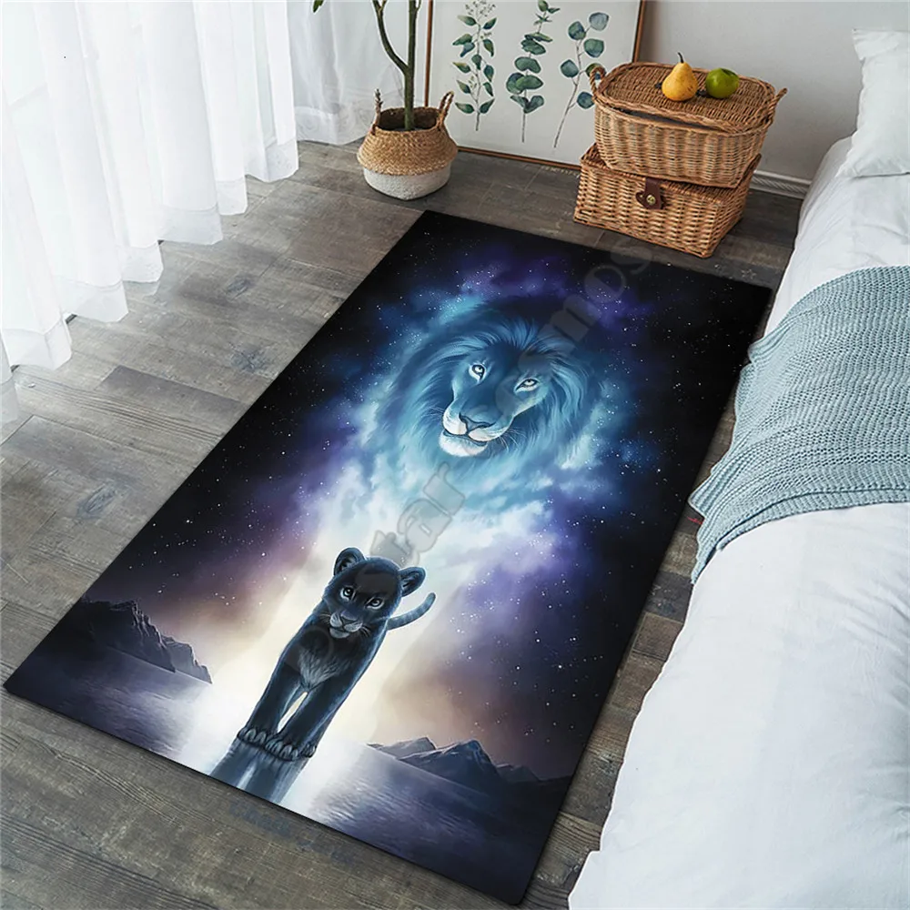 

Коврик с изображением Льва, нескользящий коврик с 3D рисунком, мягкий ковер для столовой, гостиной, спальни