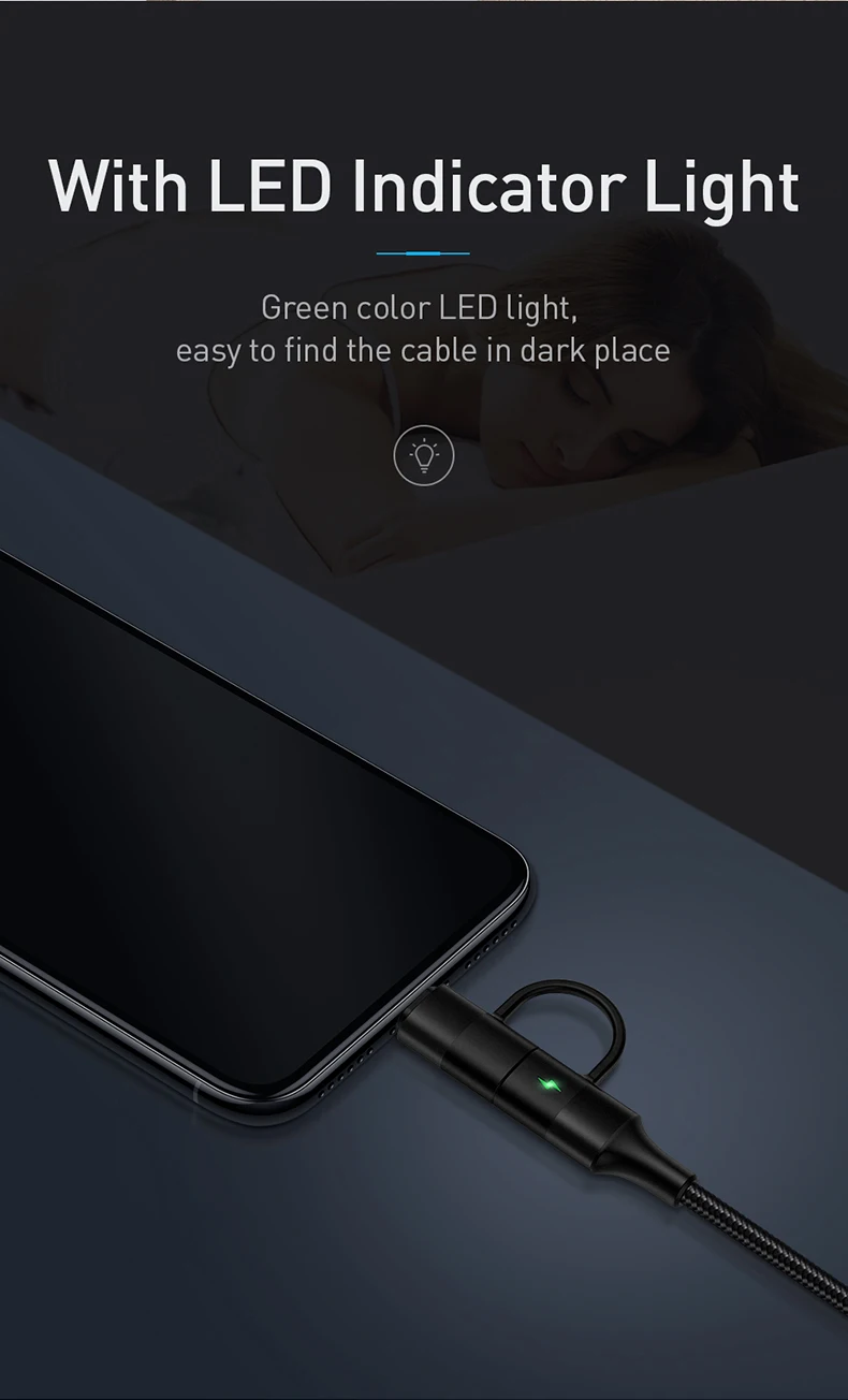 2 в 1 для usb c для lightning зарядный кабель для iPhone xs xr 8 7 6 samsung s8 s9 huawei Быстрый usb зарядный кабель QC4.0 светодиодный свет