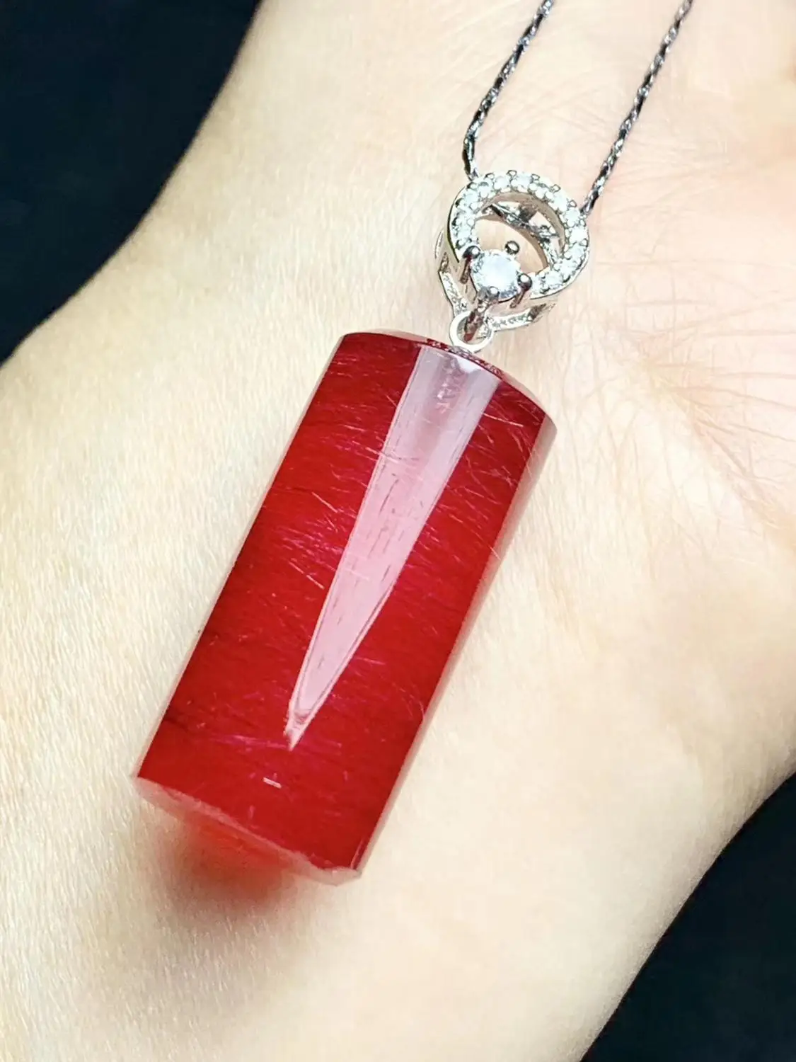 Натуральный Красный Рутиловый Кварц Драгоценный Кулон вечерние баррель Форма